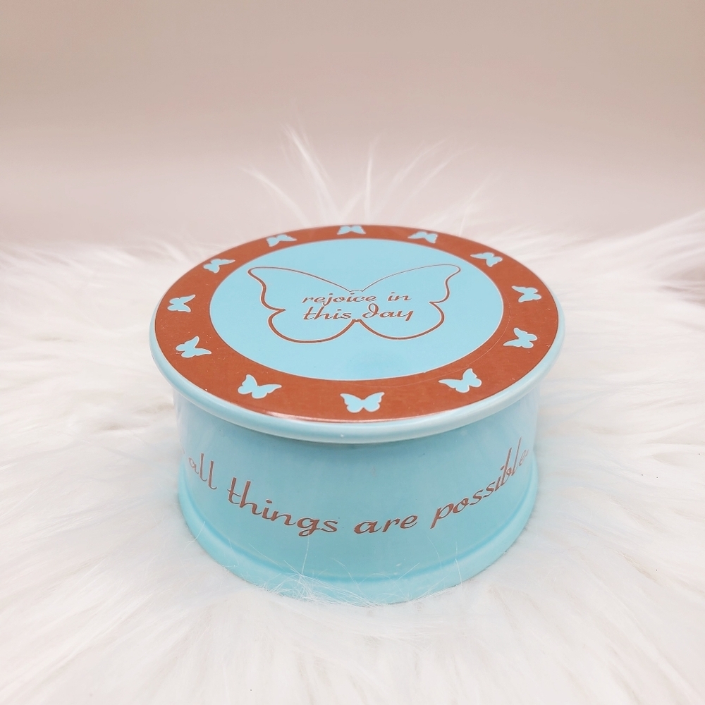 Kirkland's Teal & Brown Trinket Box with Lid - Rejoice in This Day